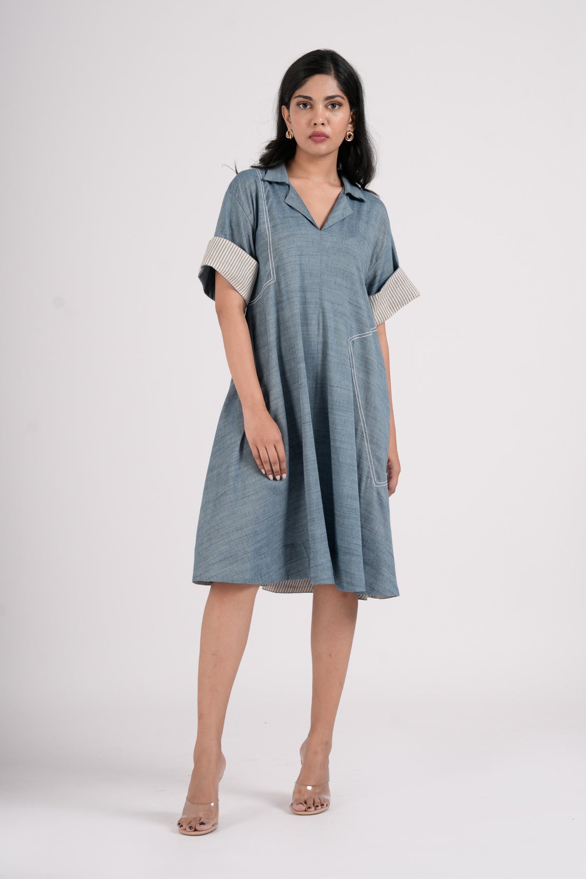 Dynamic Frosty Blue Dress