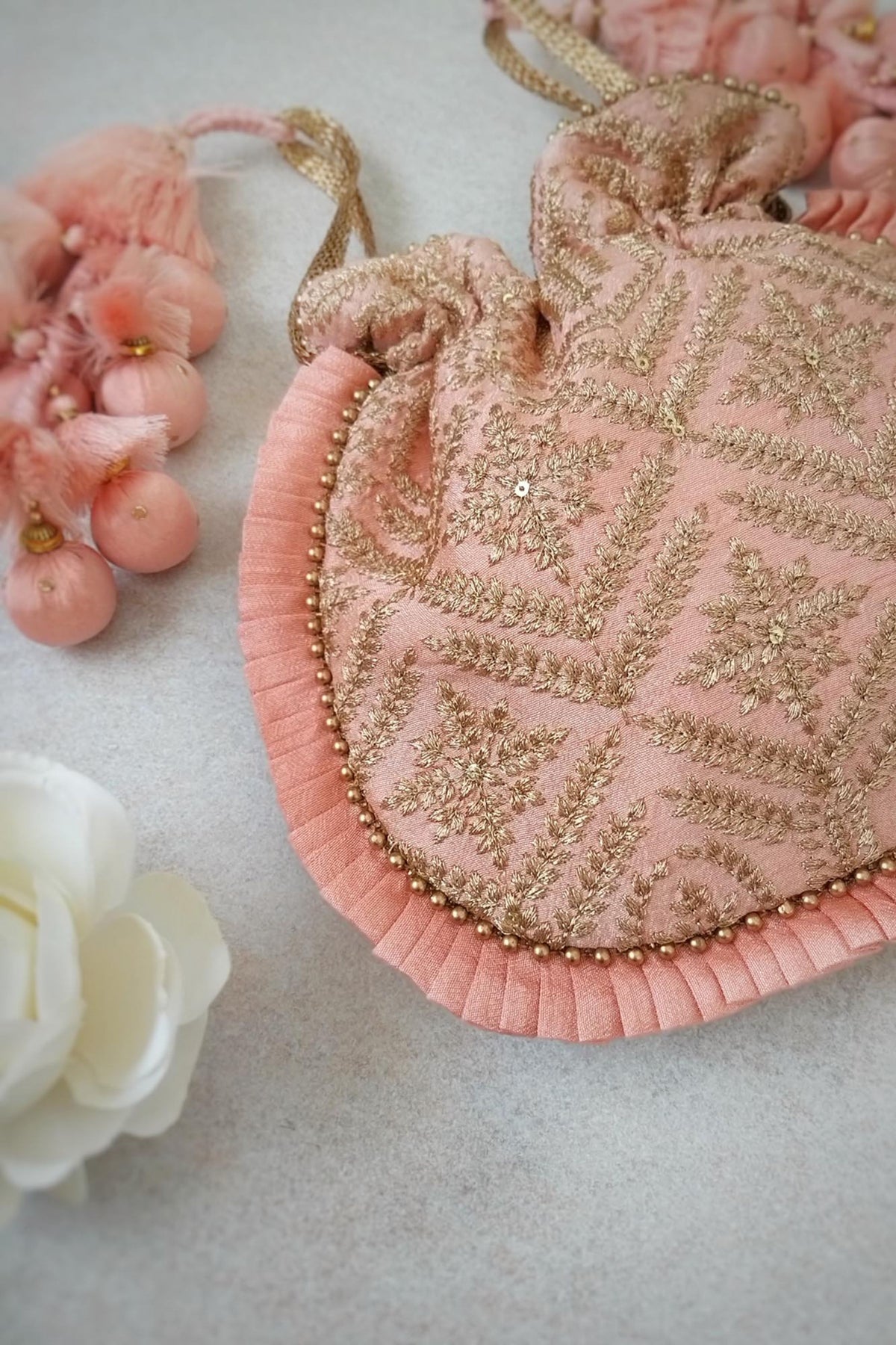 Leela Heritage Peach Potli Bag