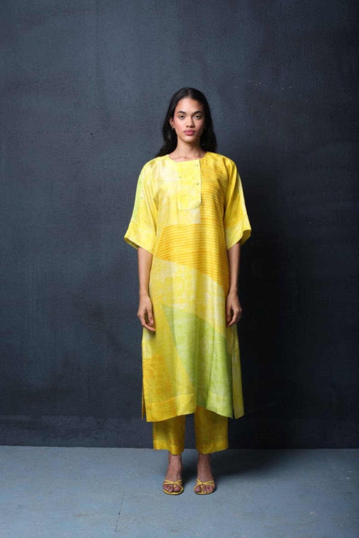 Lemon Yellow Geometrical Print Co-ord Set