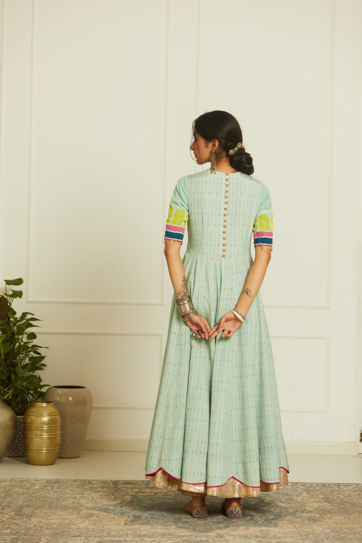 Powder Blue Printed Anarkali Set