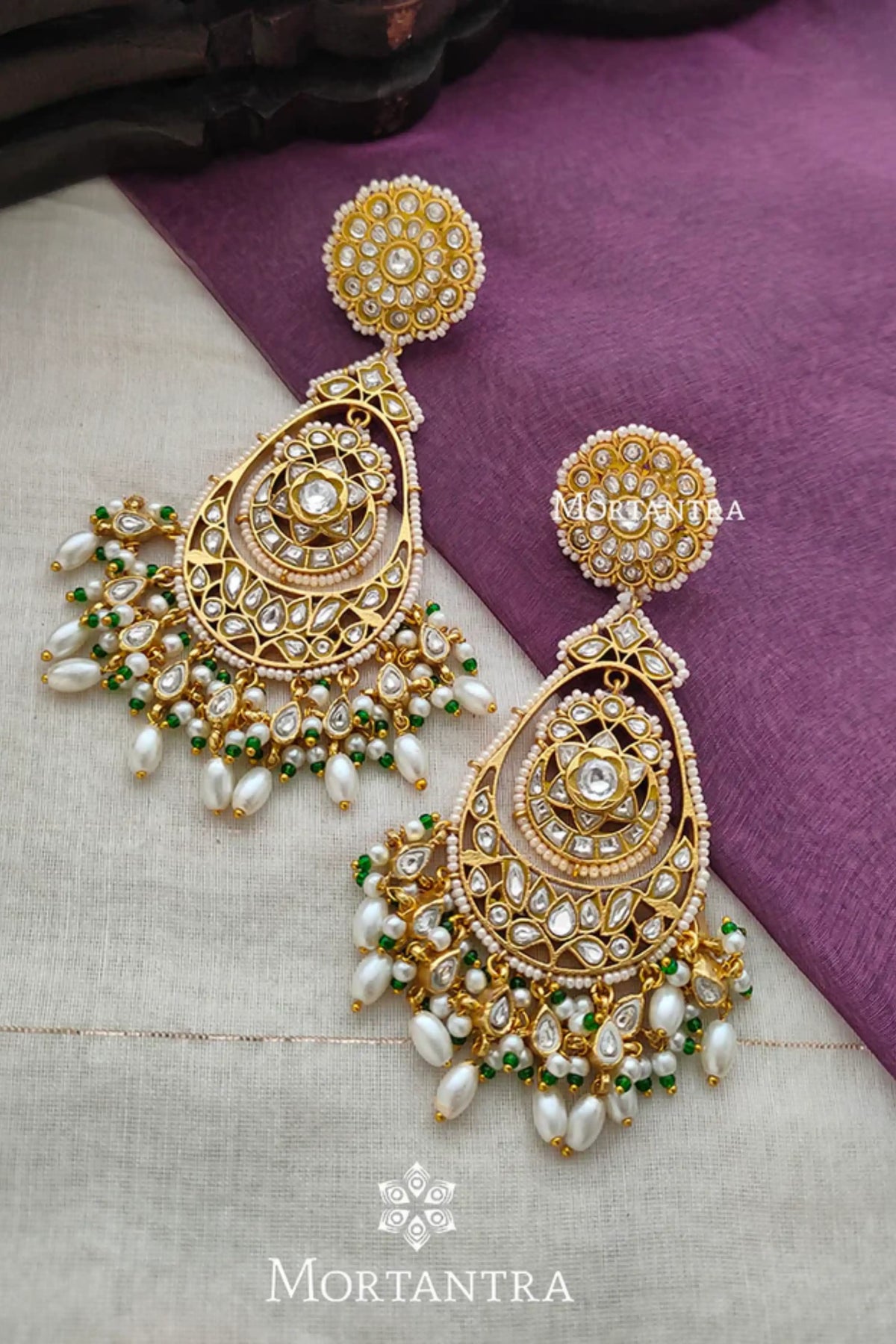 Gold Plated Earrings in White