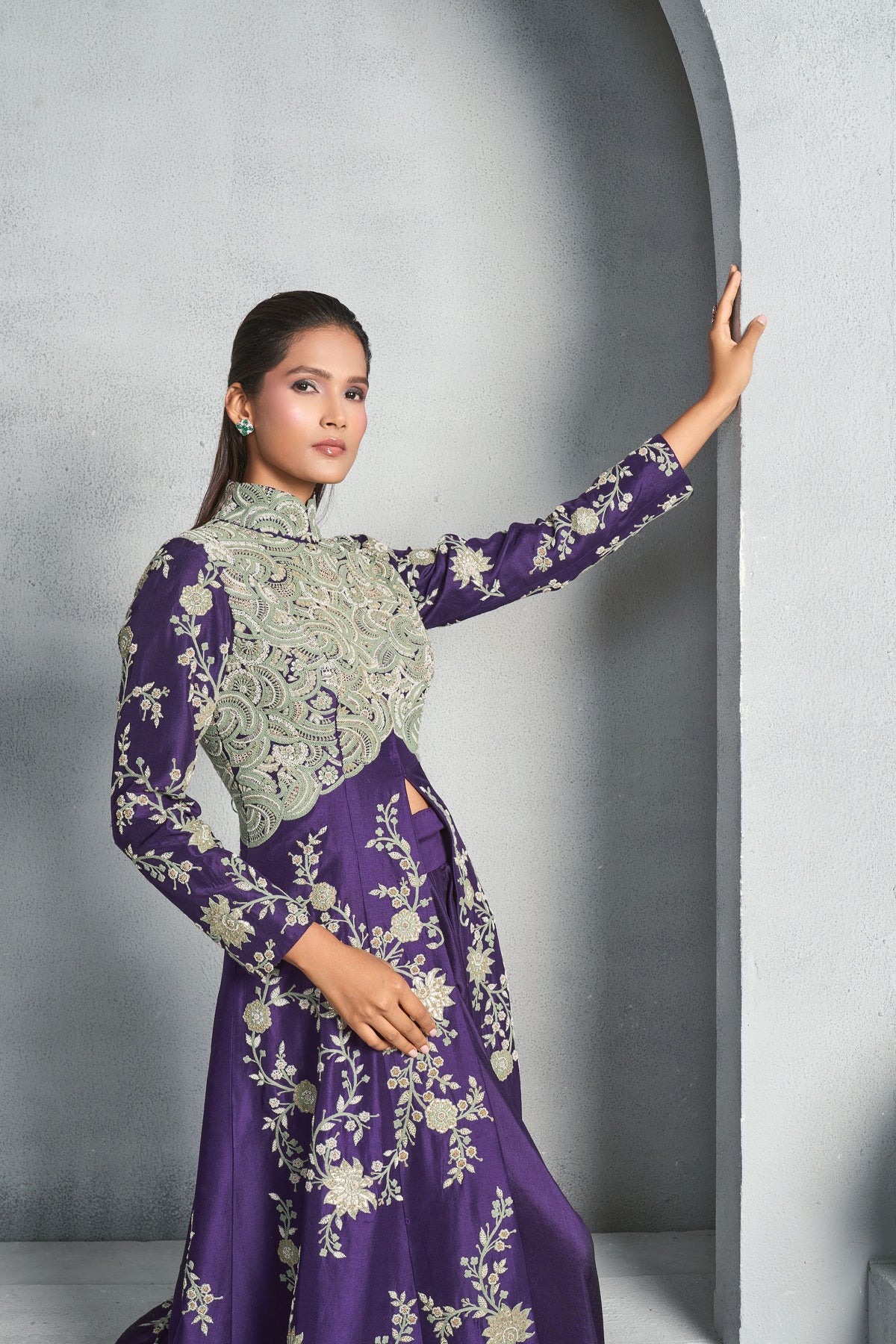 Classic Purple Long Jacket Set