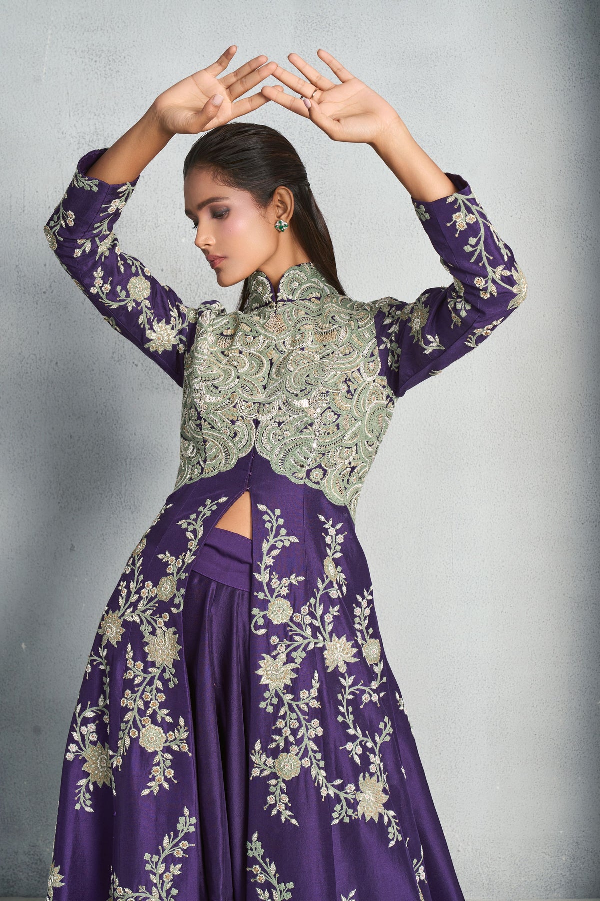 Classic Purple Long Jacket Set