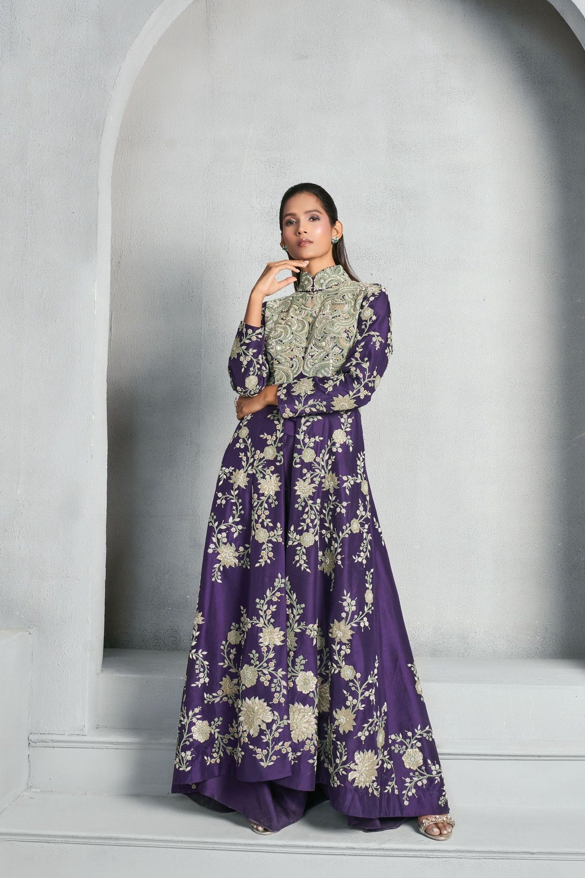 Classic Purple Long Jacket Set