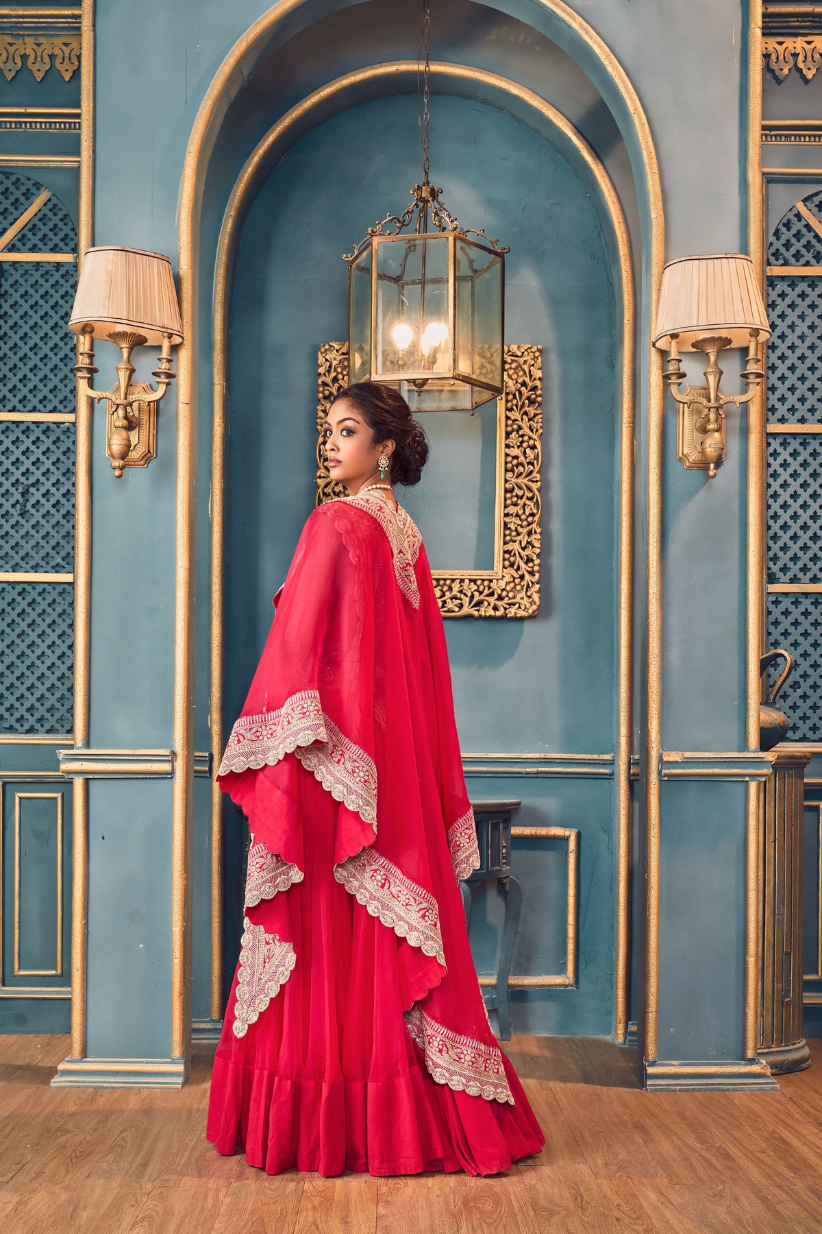 Five-piece Fuchsia Pink Lehenga Set
