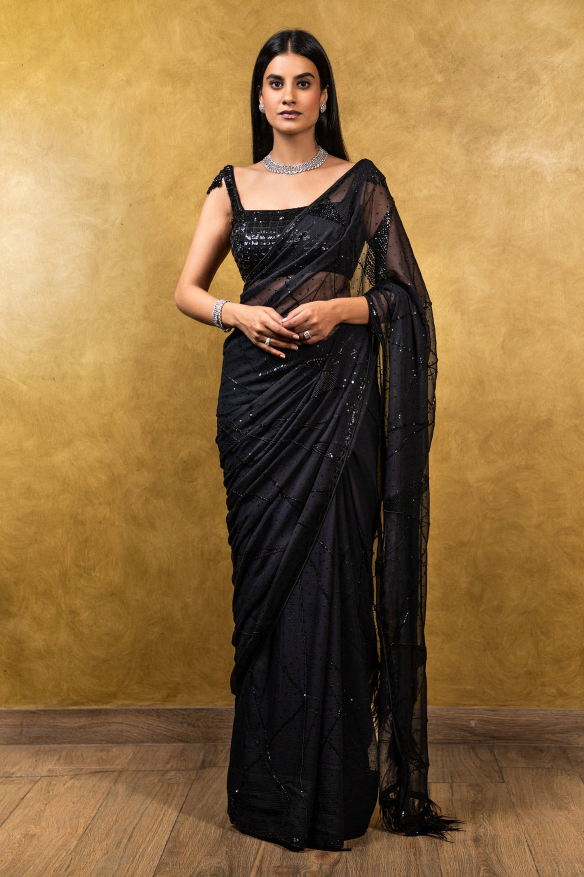 Black Chiffon Saree