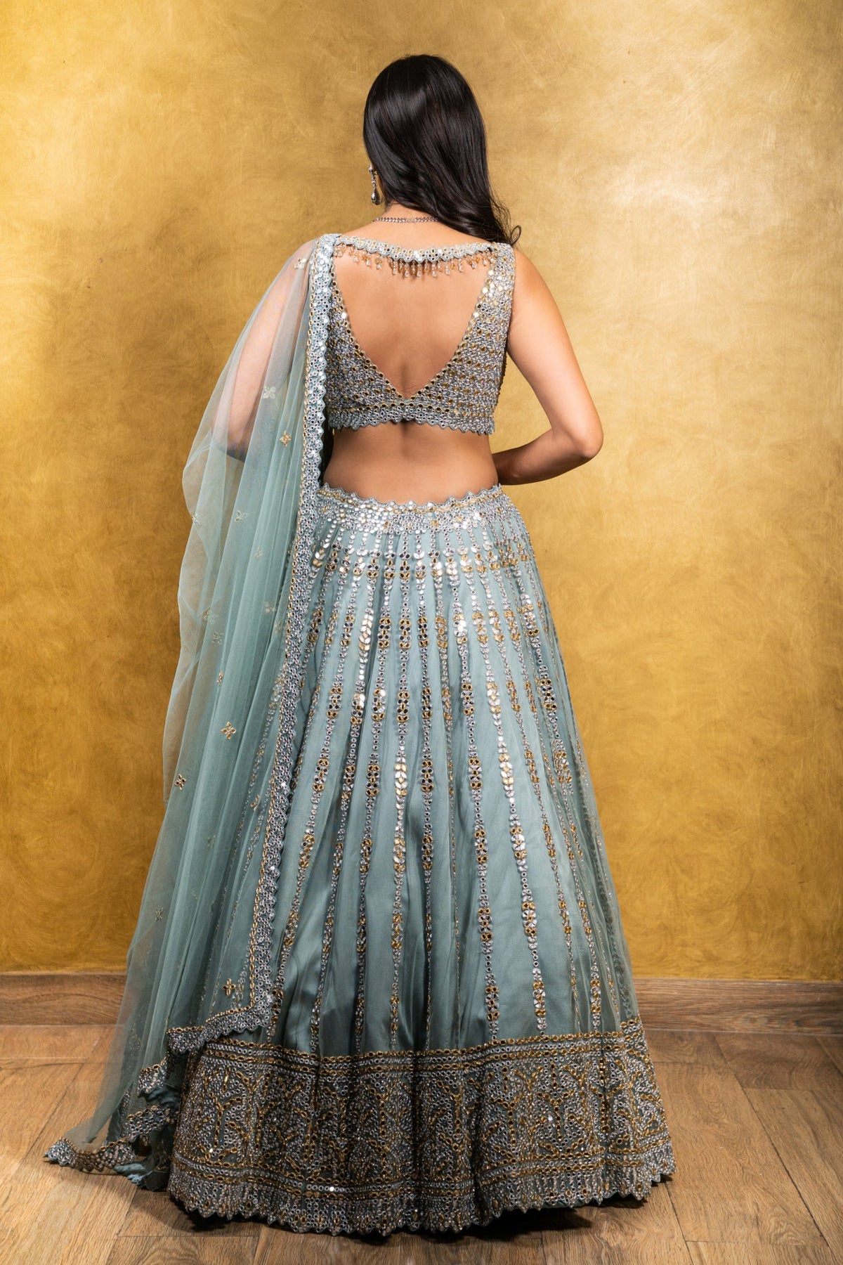 Jade Green Tulle Lehenga Set