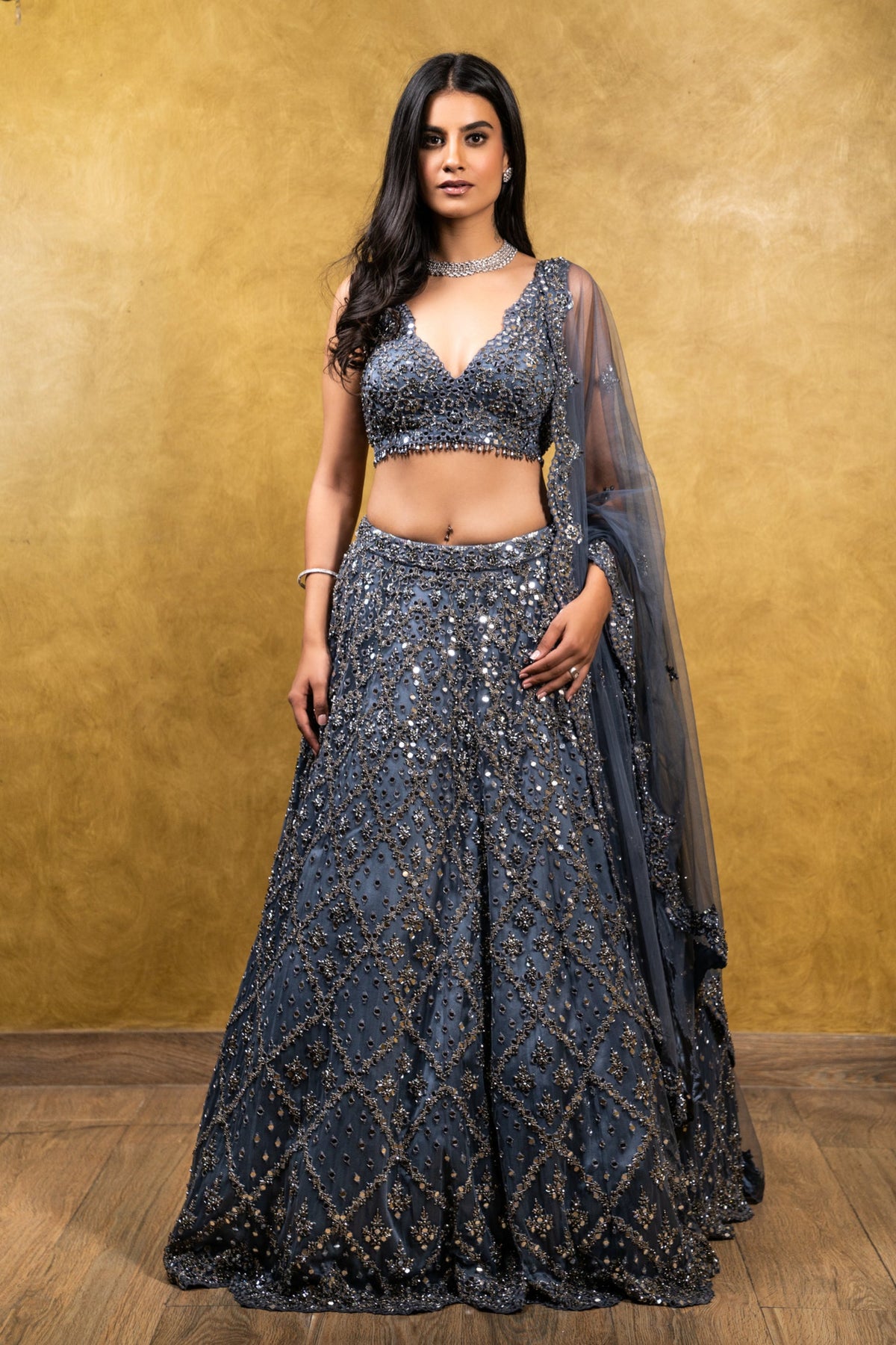 Charcoal Grey Lehenga Set