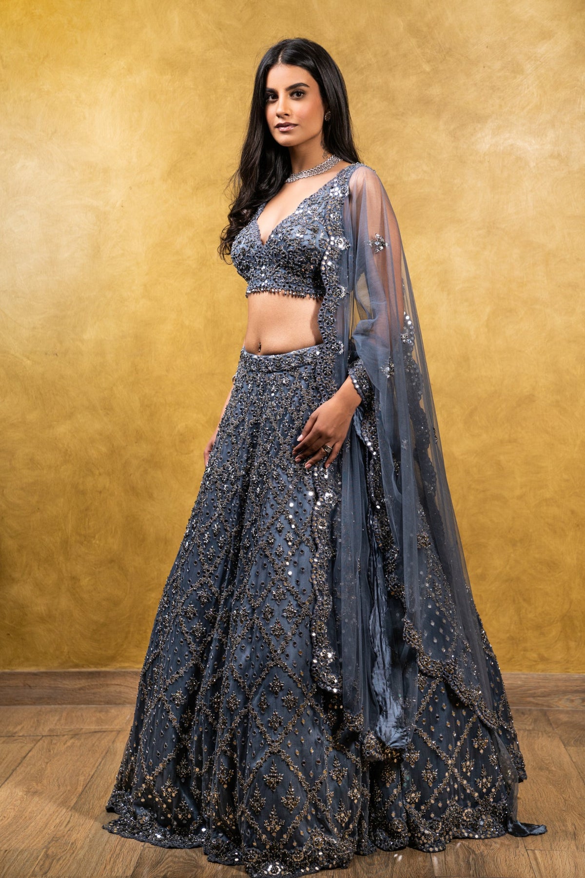 Charcoal Grey Lehenga Set