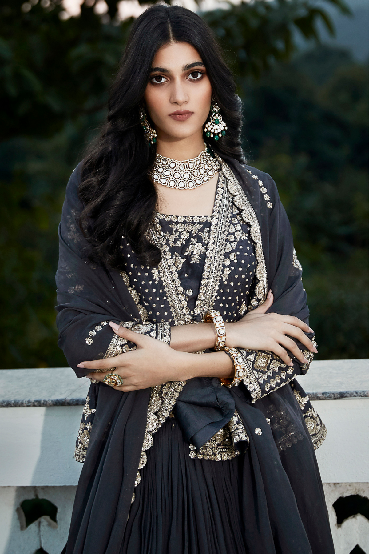 The British Grey Royal Lehenga Set