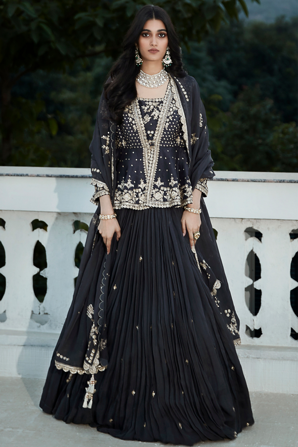 The British Grey Royal Lehenga Set