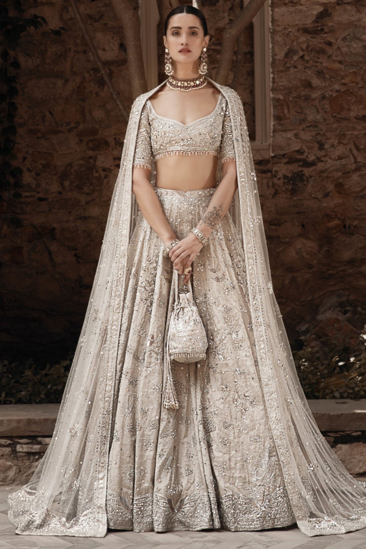 Silver Needle Winged Glory Lehenga