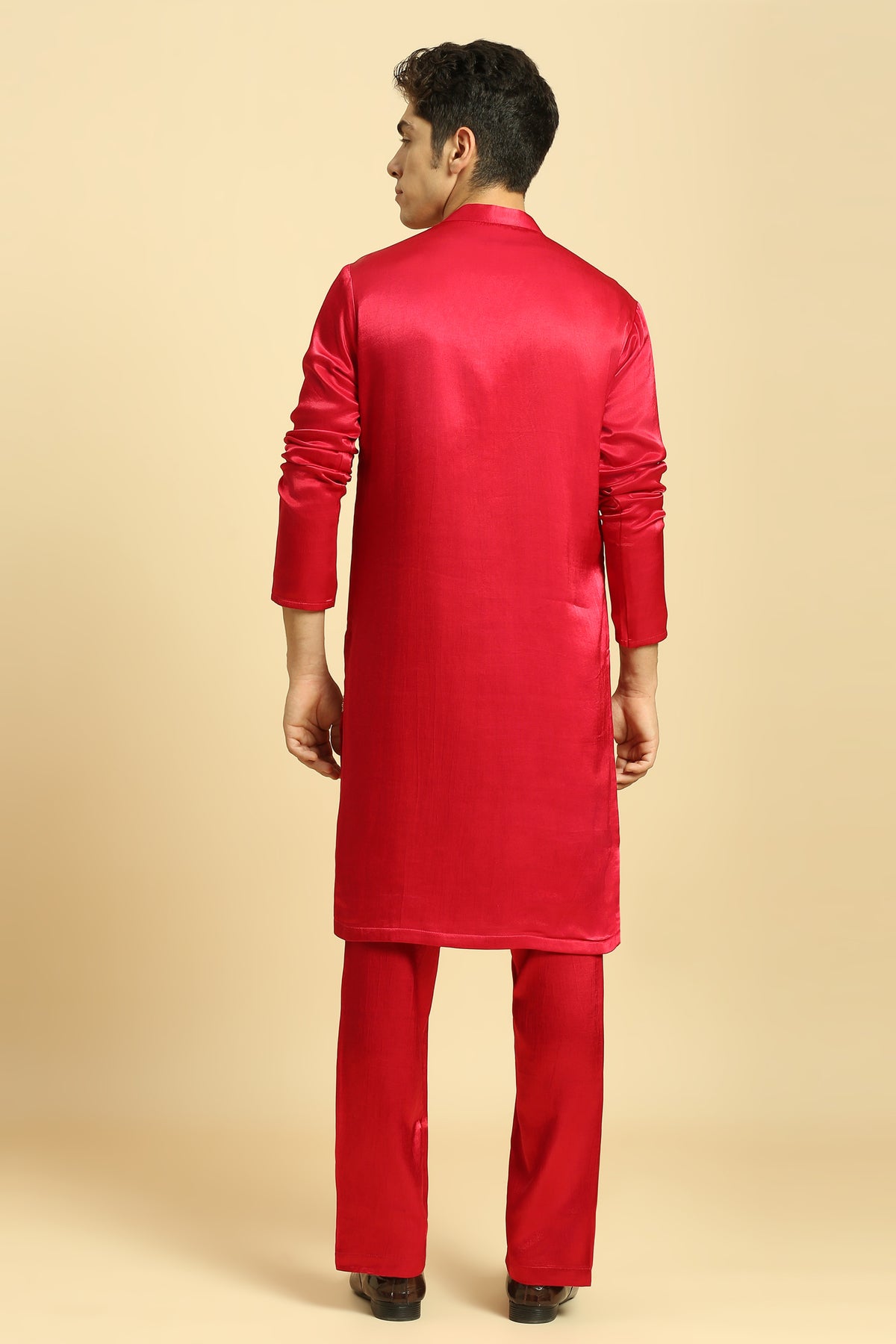 Red Embroidered Kurta With Pant