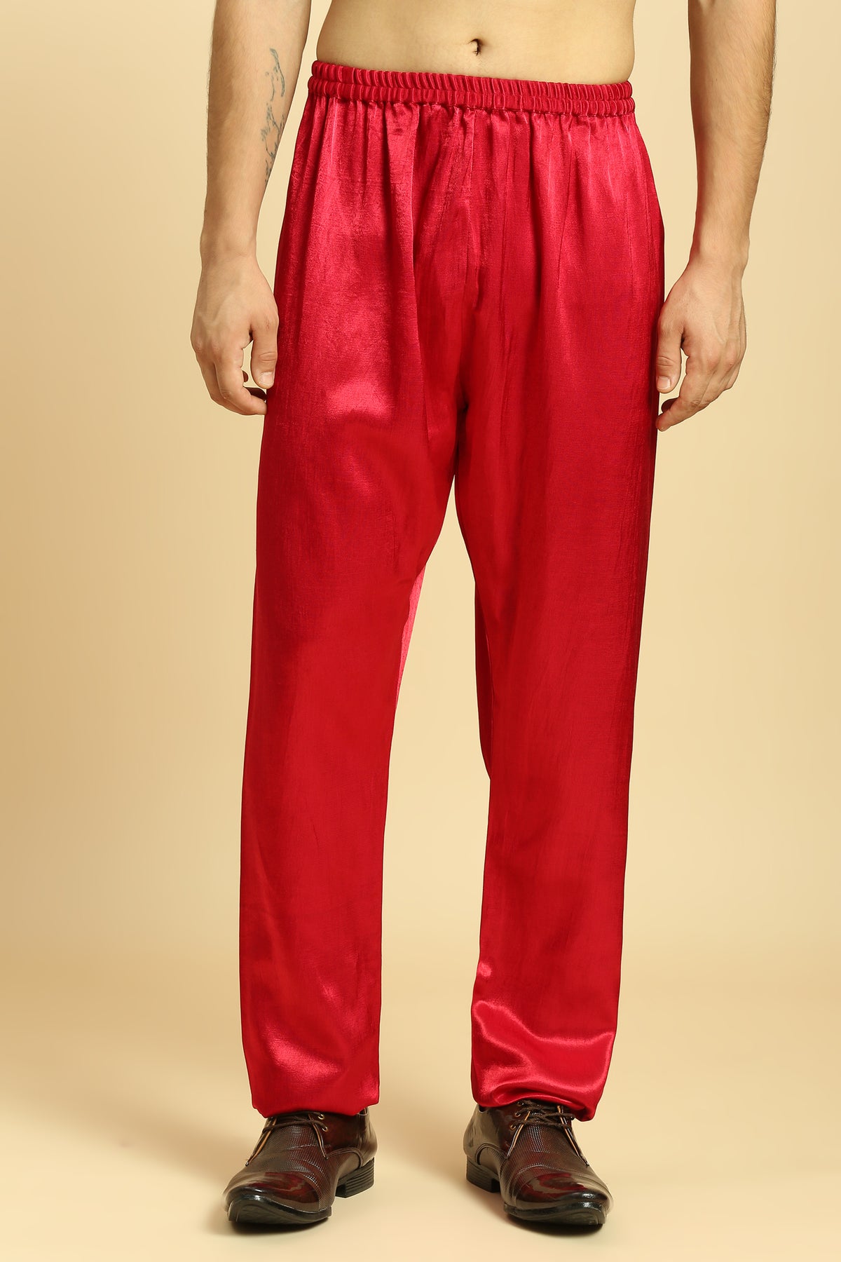 Red Embroidered Kurta With Pant