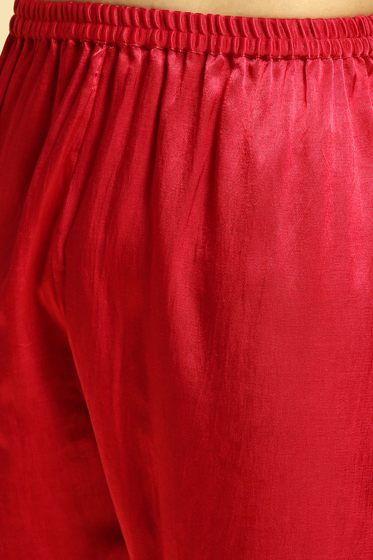 Red Embroidered Kurta With Pant
