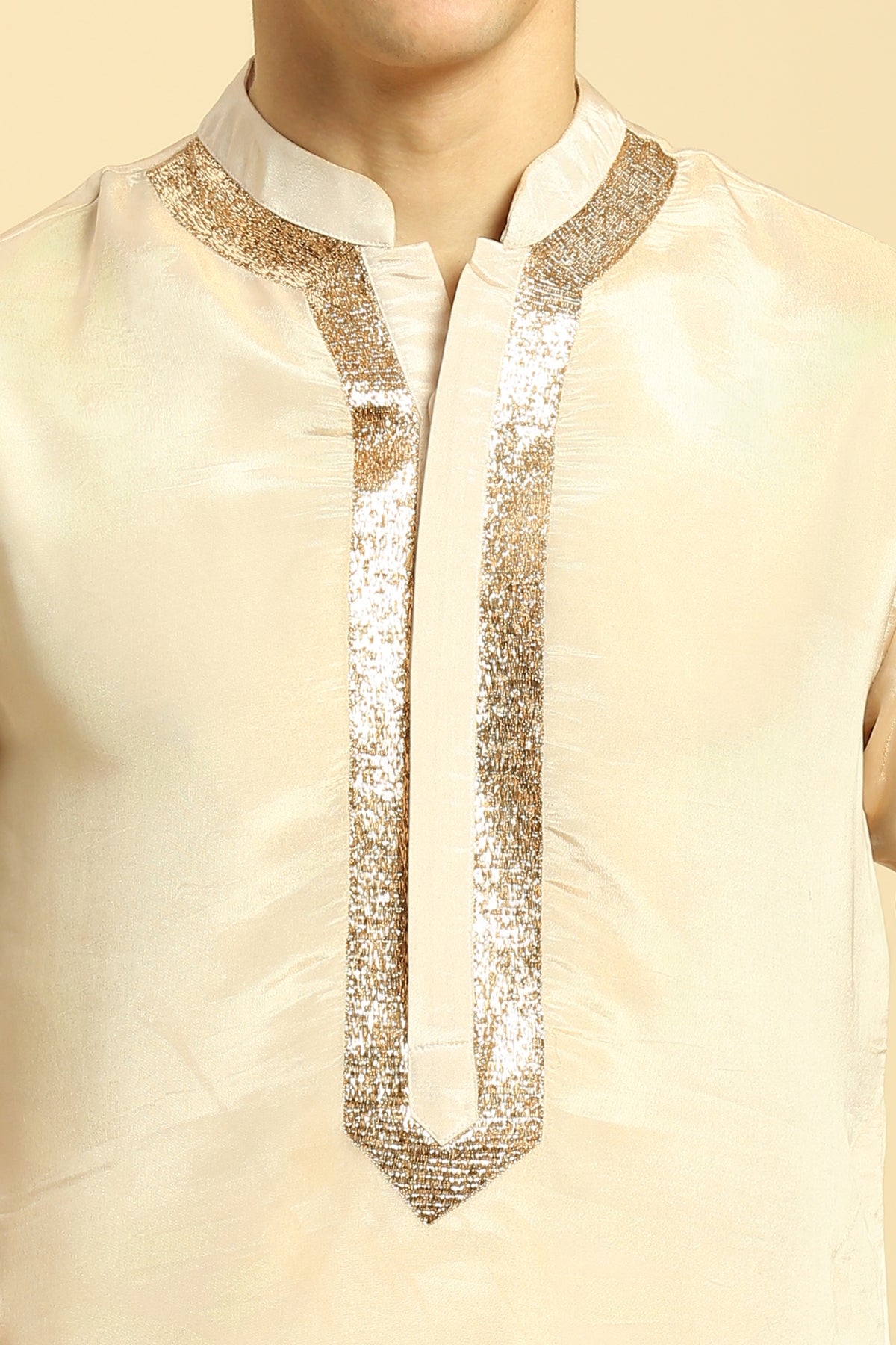 Peach Tissue Kurta With Pant With Ombrey Dupatta
