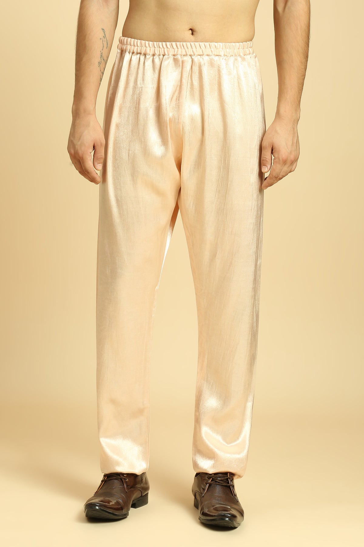 Peach Tissue Kurta With Pant With Ombrey Dupatta