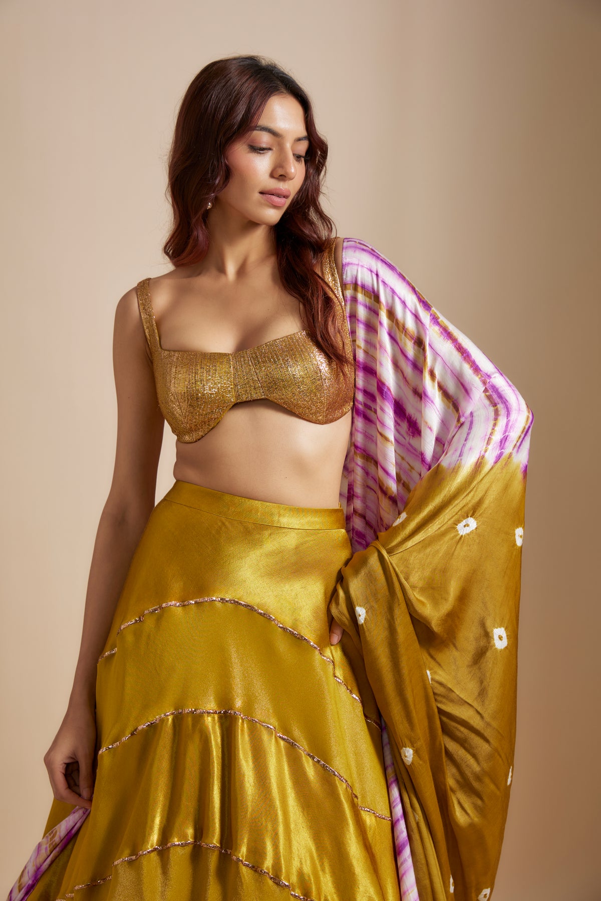 Mustard Block Skirt set