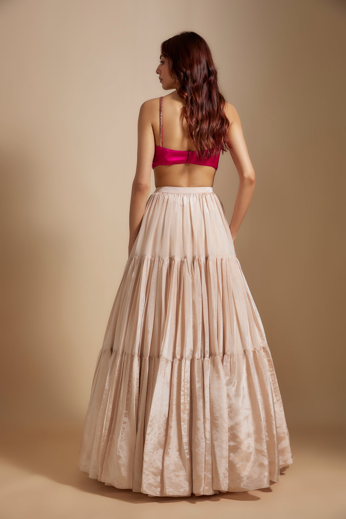 Peach Tissue Skirt set