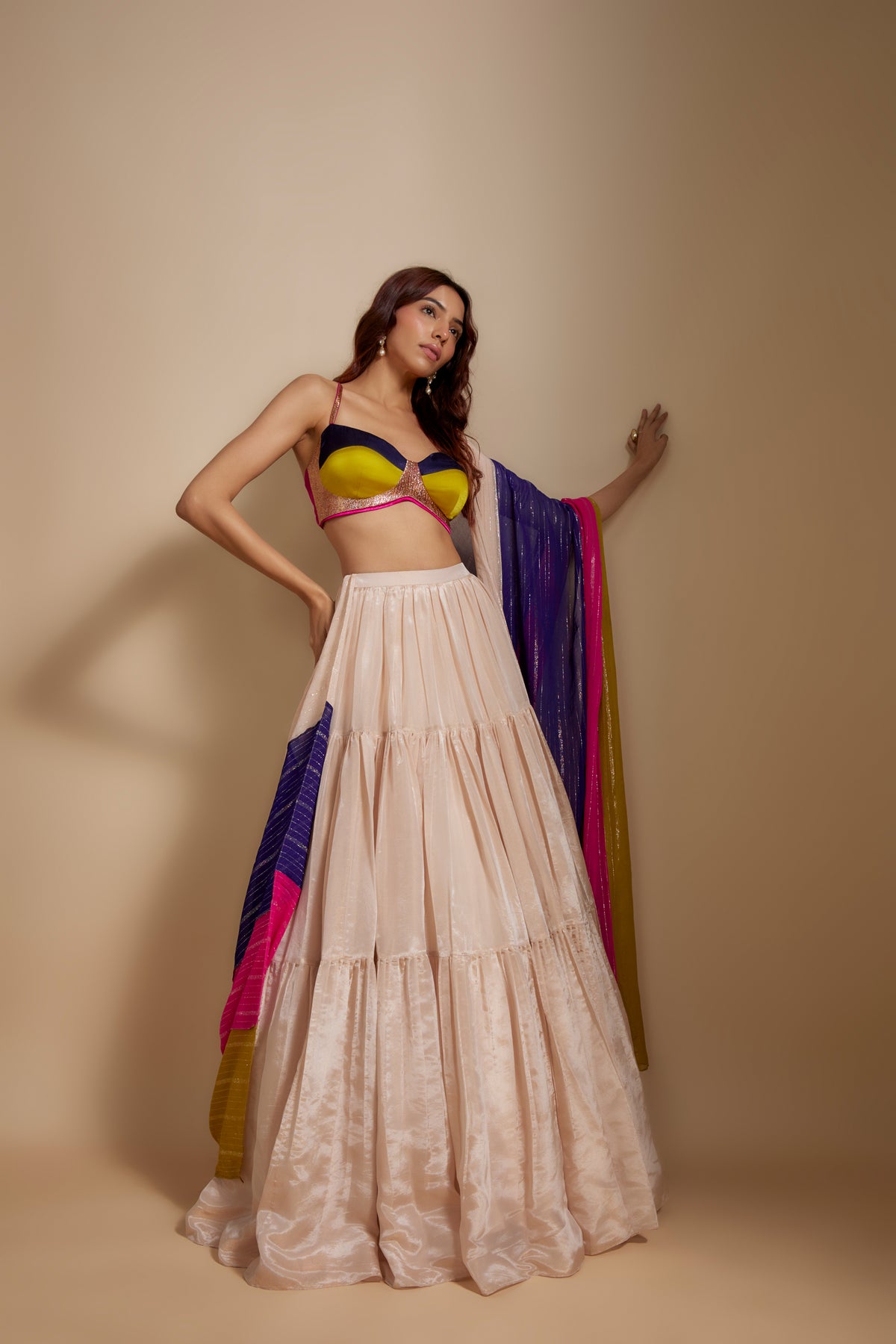 Peach Tissue Skirt set