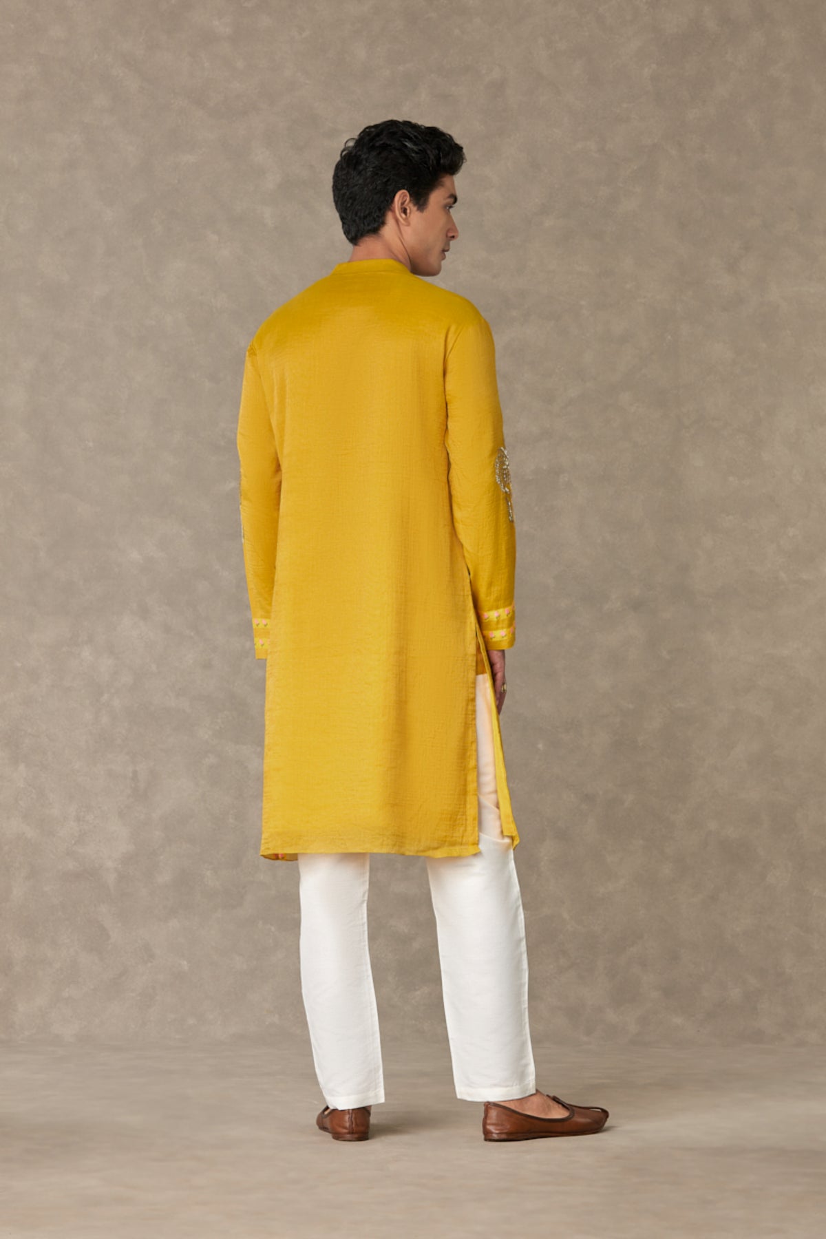 Corn Yellow Shajara Kurta Set