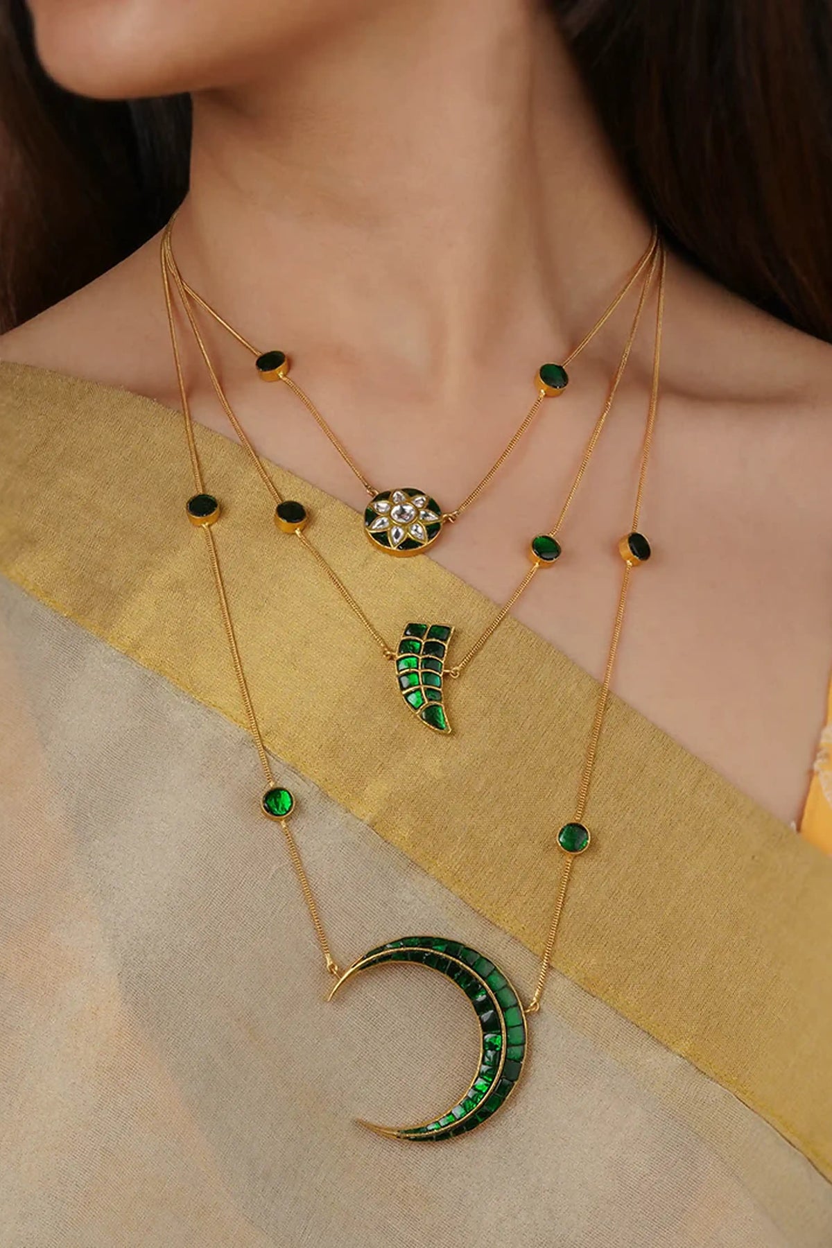 Green Color Jadau Kundan Necklace