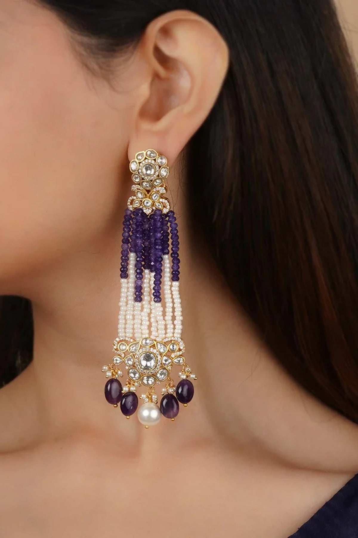 Purple Color Moissanite Earrings