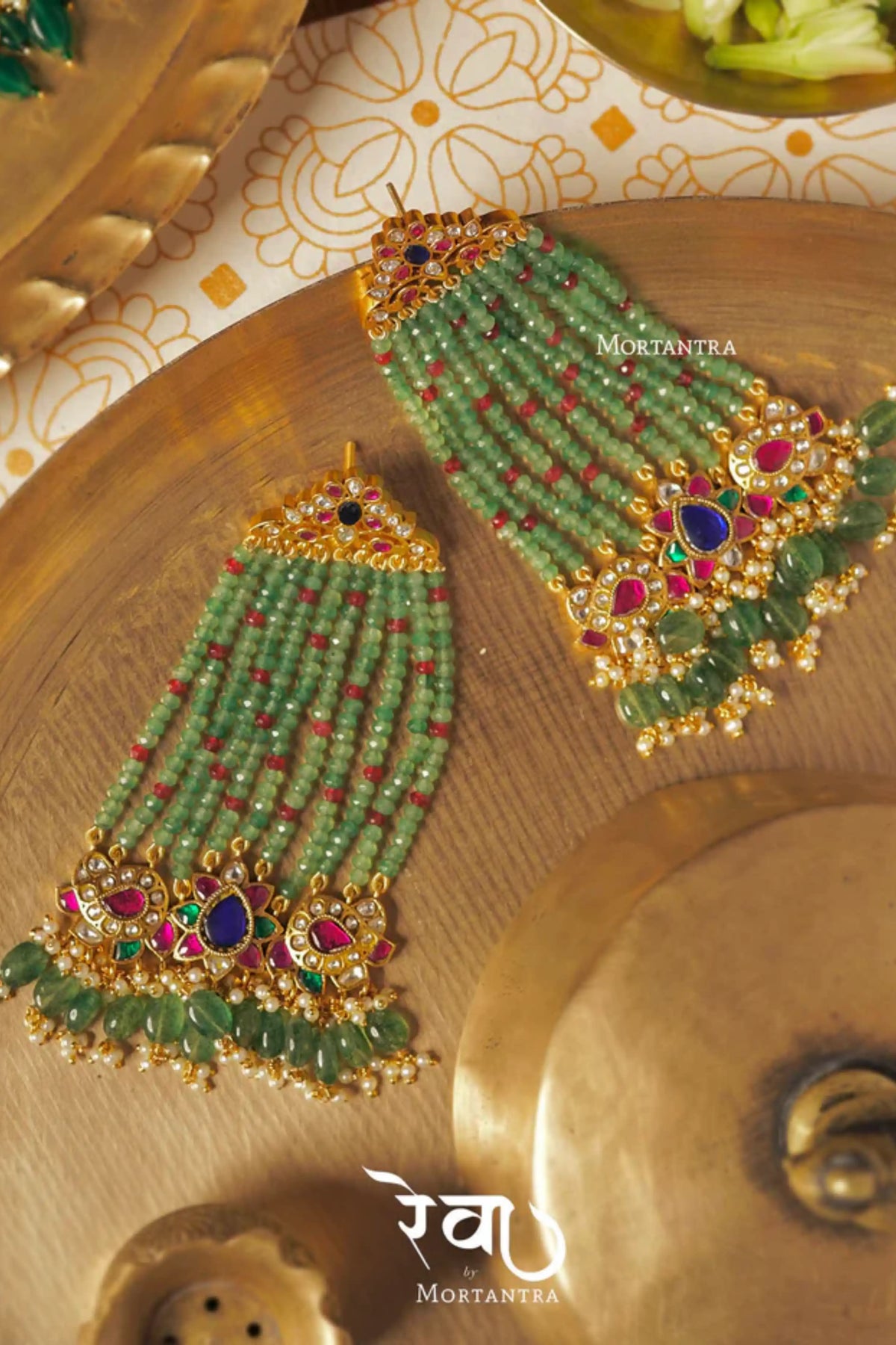 Multicolor Gold Plated Jadau Kundan Earrings
