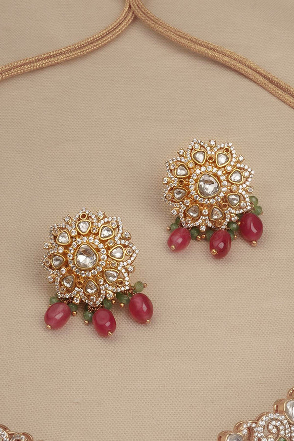 Gold Plated Moissanite Bridal Necklace Set
