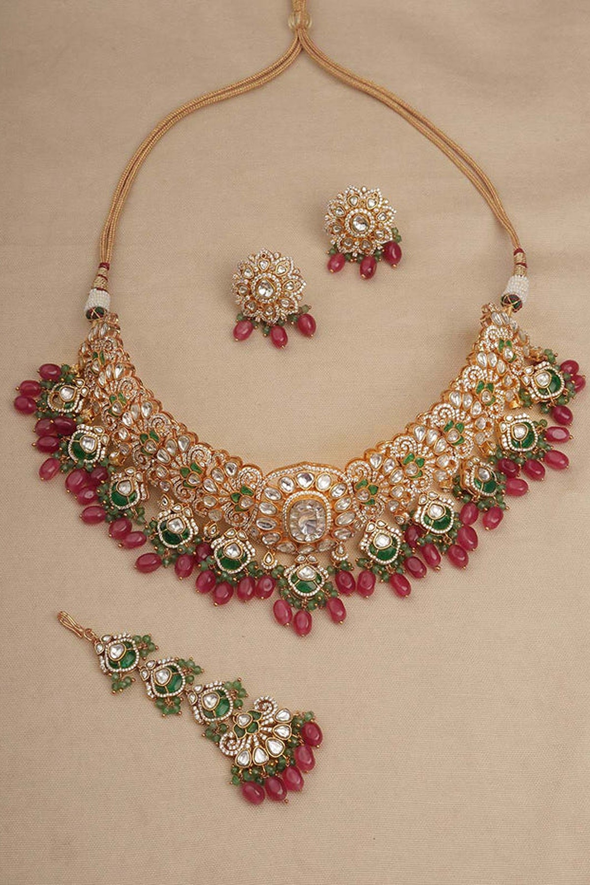 Gold Plated Moissanite Bridal Necklace Set