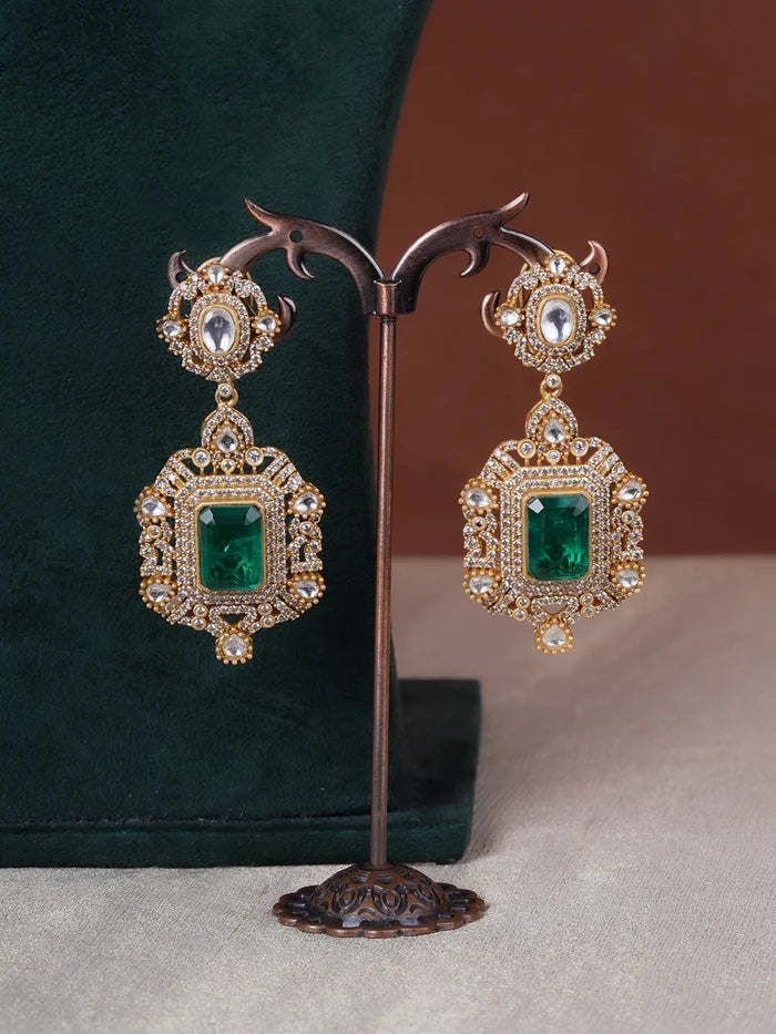 Green Color Moissanite Necklace Set
