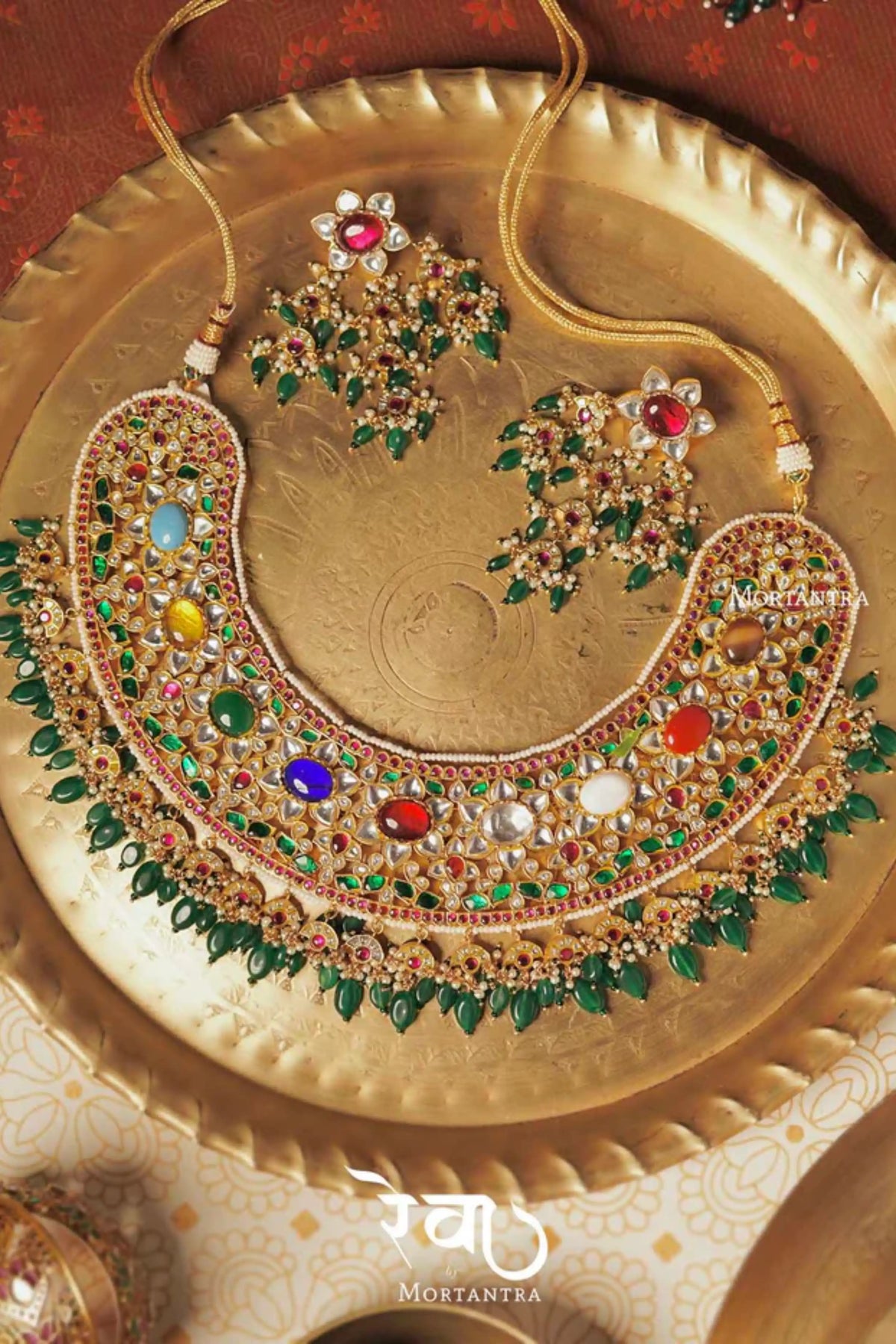 Navratna Kundan Bridal Necklace Set