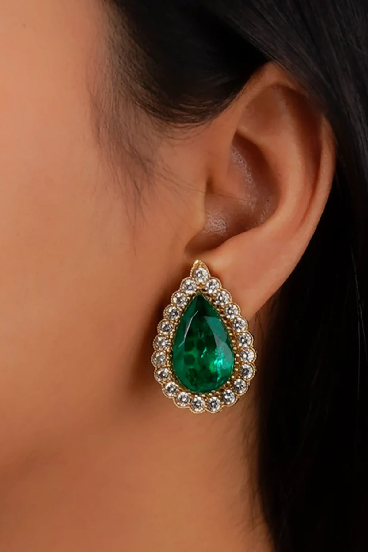 Dark Green Moissanite Necklace Set