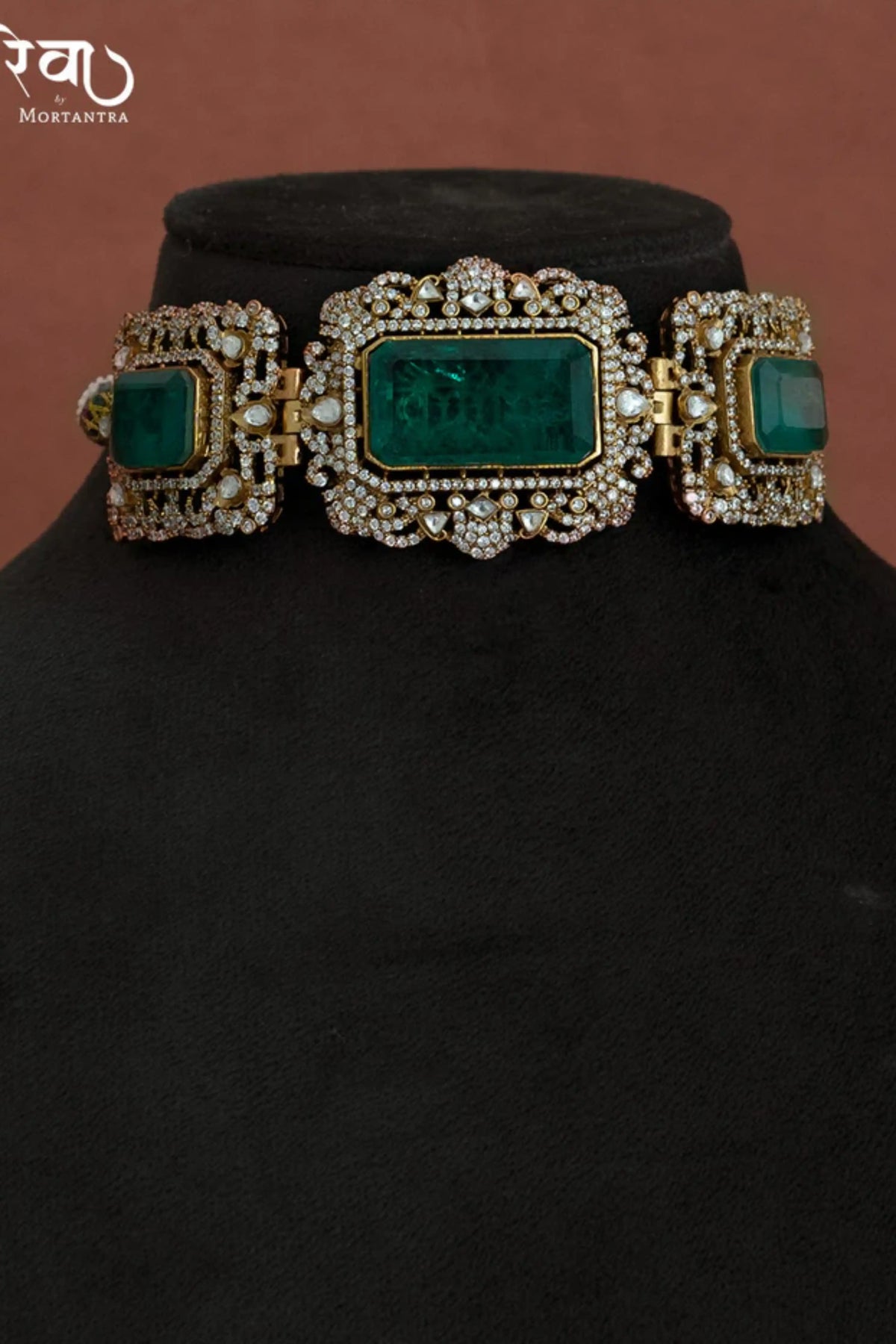 Green Color Moissanite Necklace Set