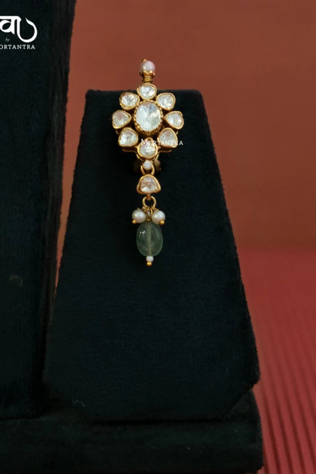 Green Color Gold Plated Moissanite Necklace Set