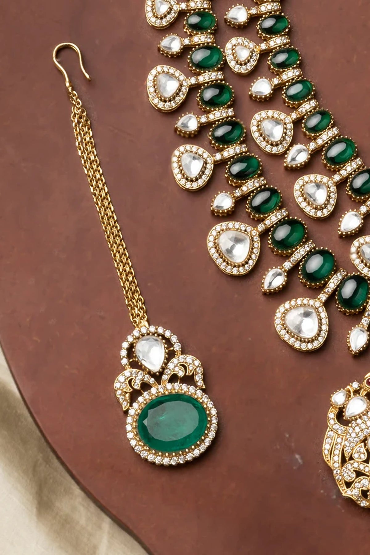 Moissanite Necklace Set in Green Color
