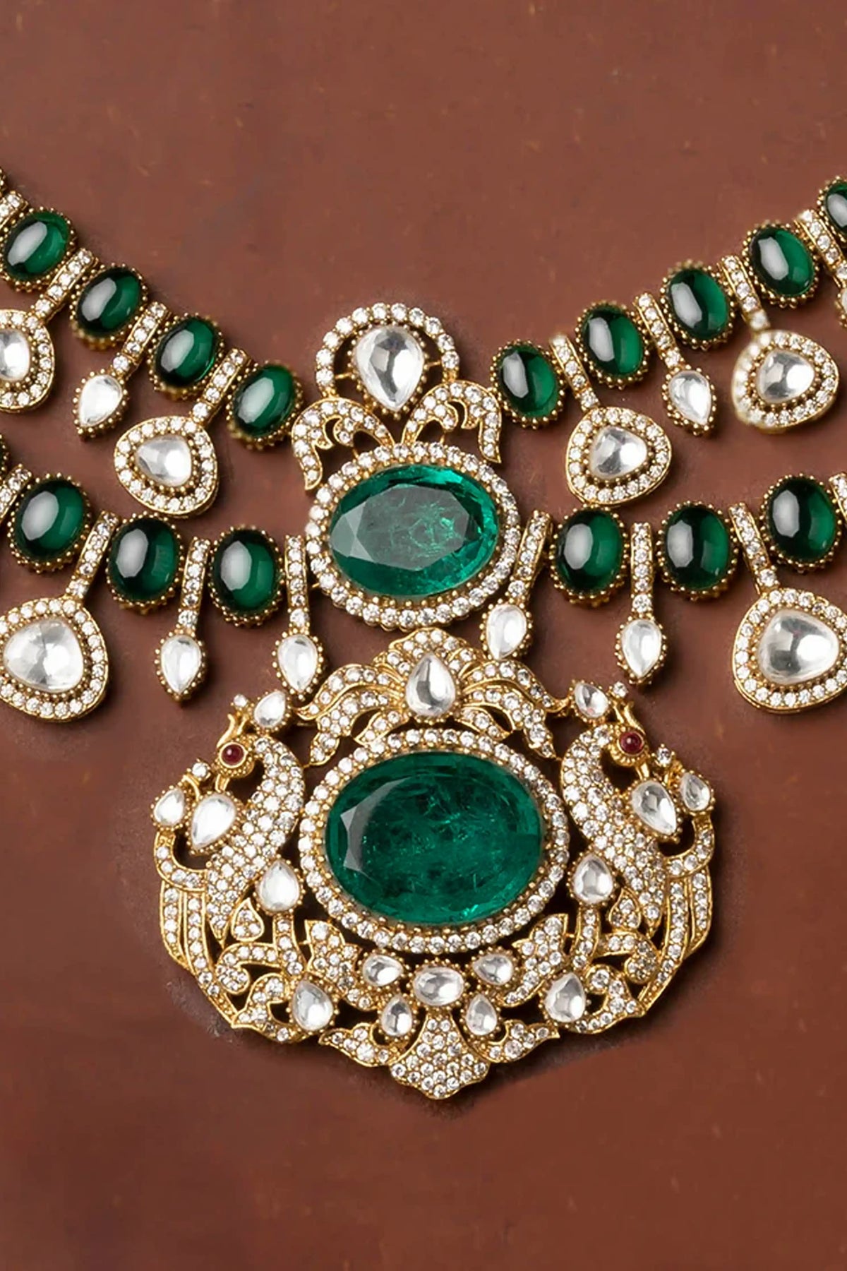 Moissanite Necklace Set in Green Color