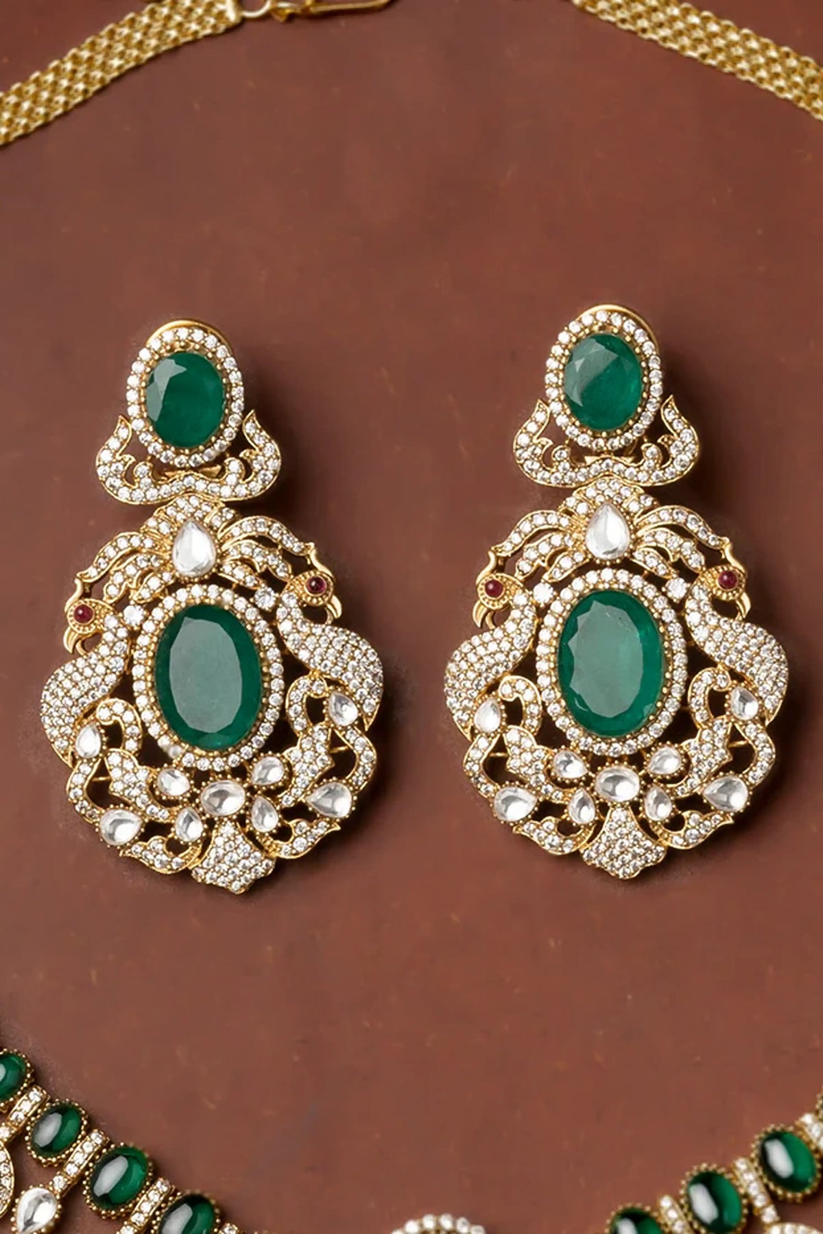 Moissanite Necklace Set in Green Color