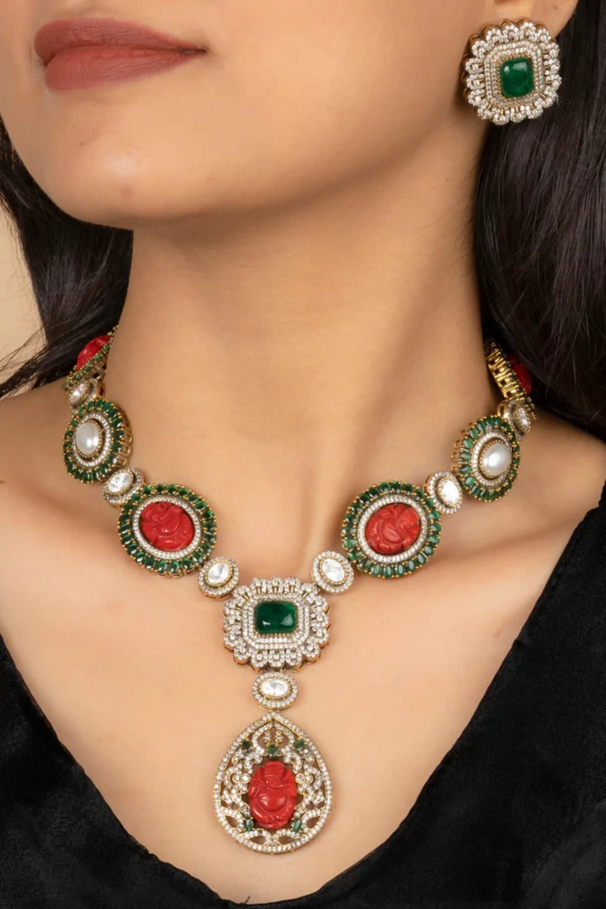 Multicolor Moissanite Necklace Set