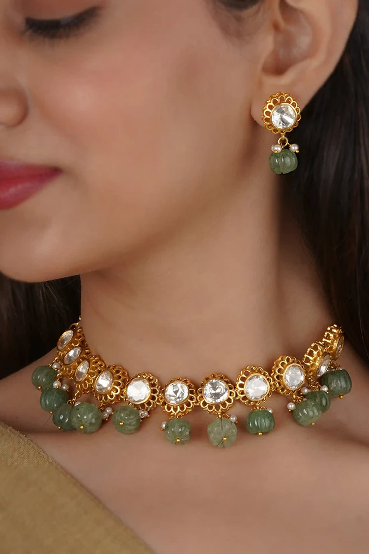 Green Moissanite Necklace Set