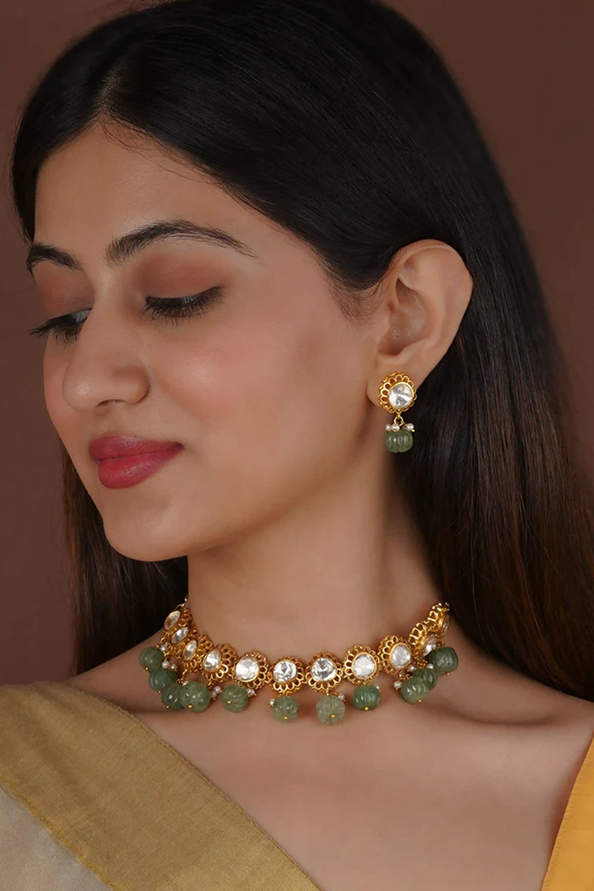 Green Moissanite Necklace Set