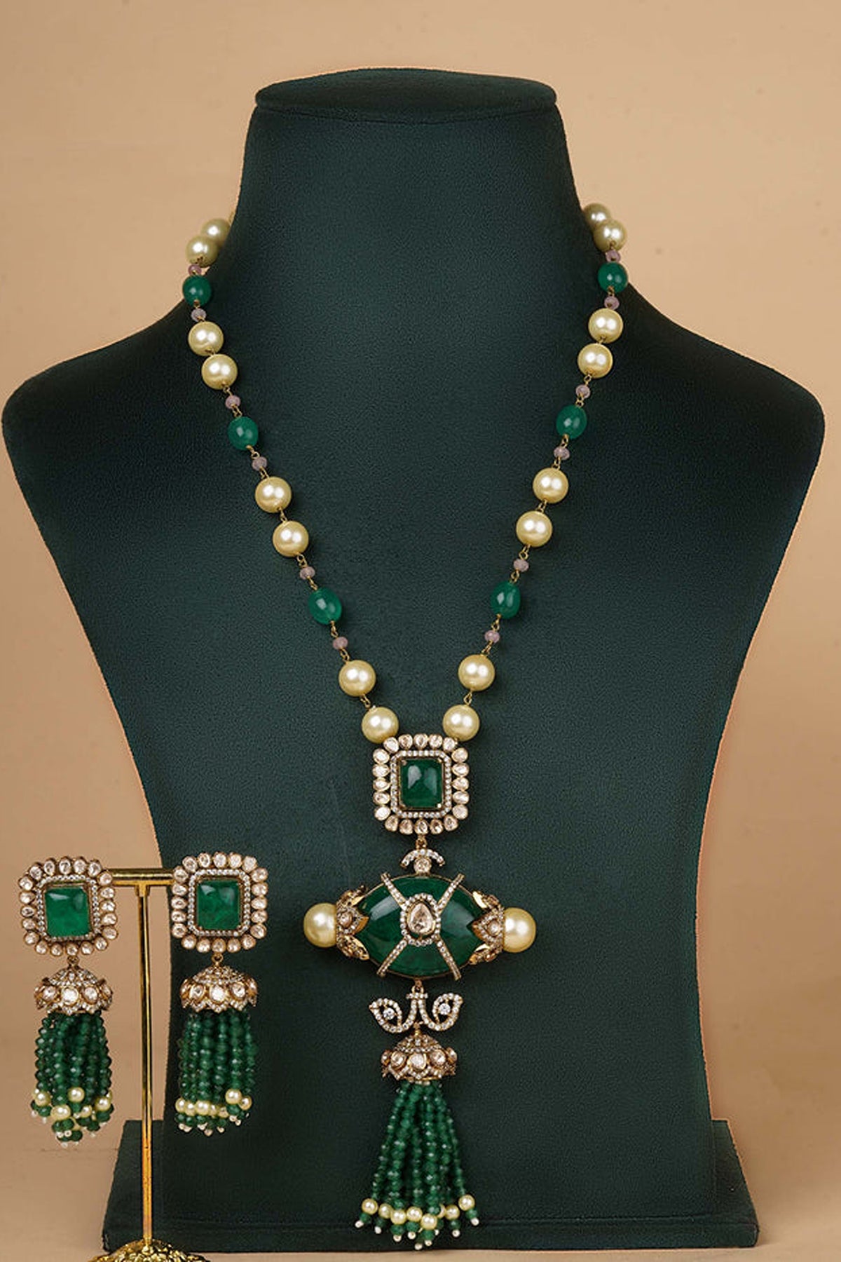Gold Plated Moissanite Necklace Set