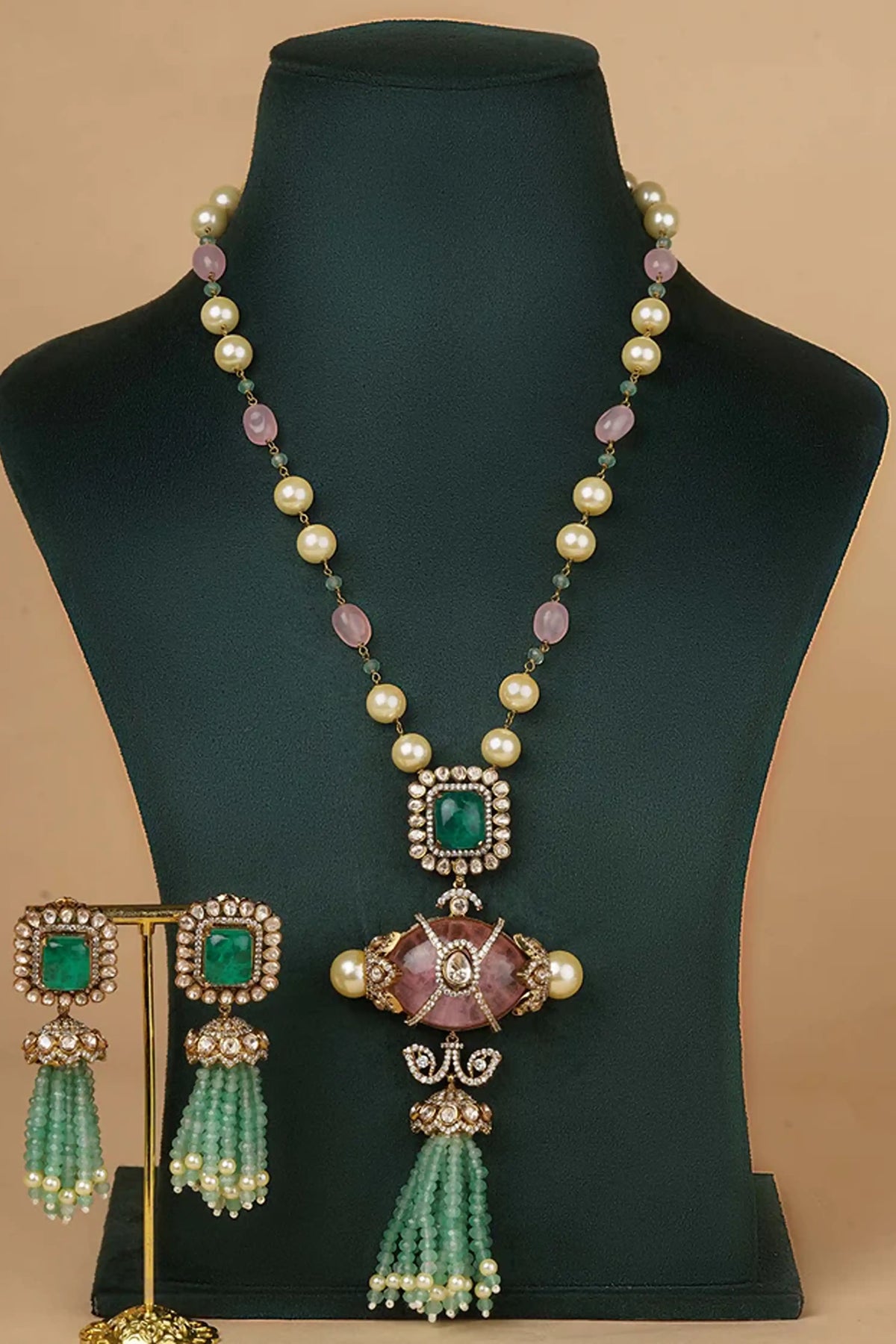 Gold Plated Moissanite Necklace Set