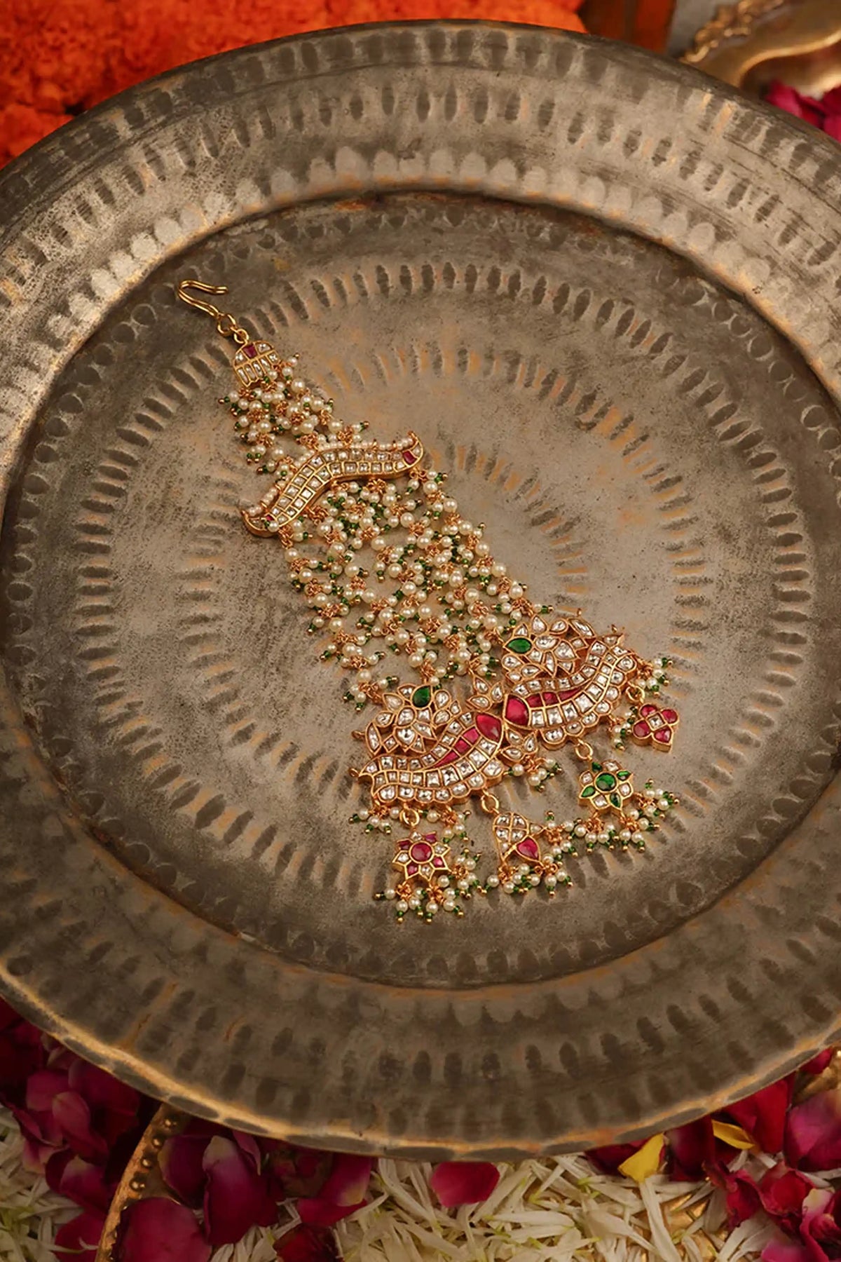 Multicolor Gold Plated Jadau Kundan Passa
