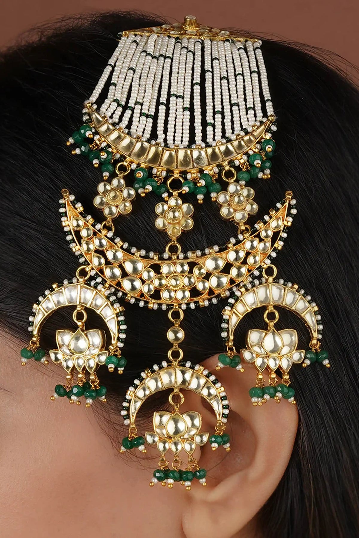 Green Gold Plated Jadau Kundan Passa