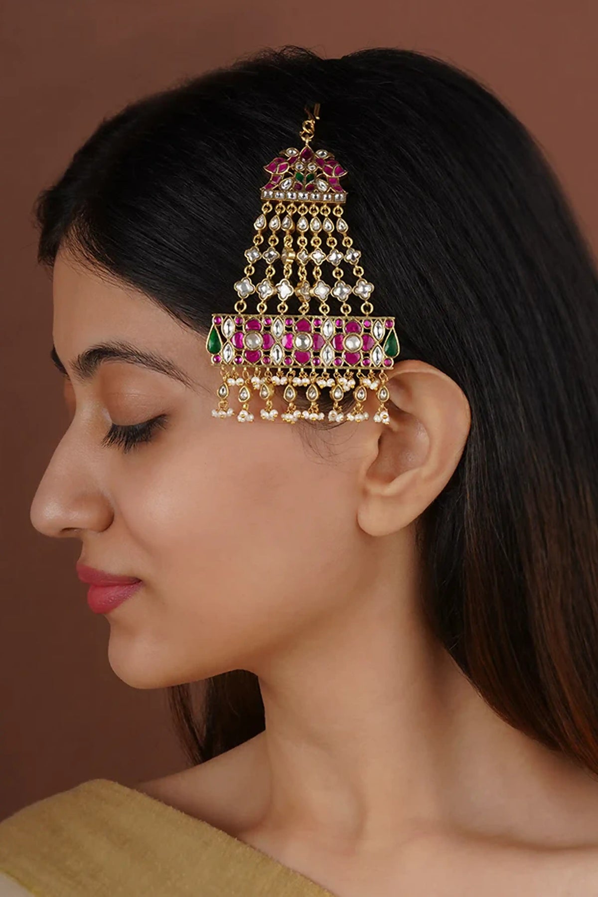 Jadau Kundan Passa in Multicolor