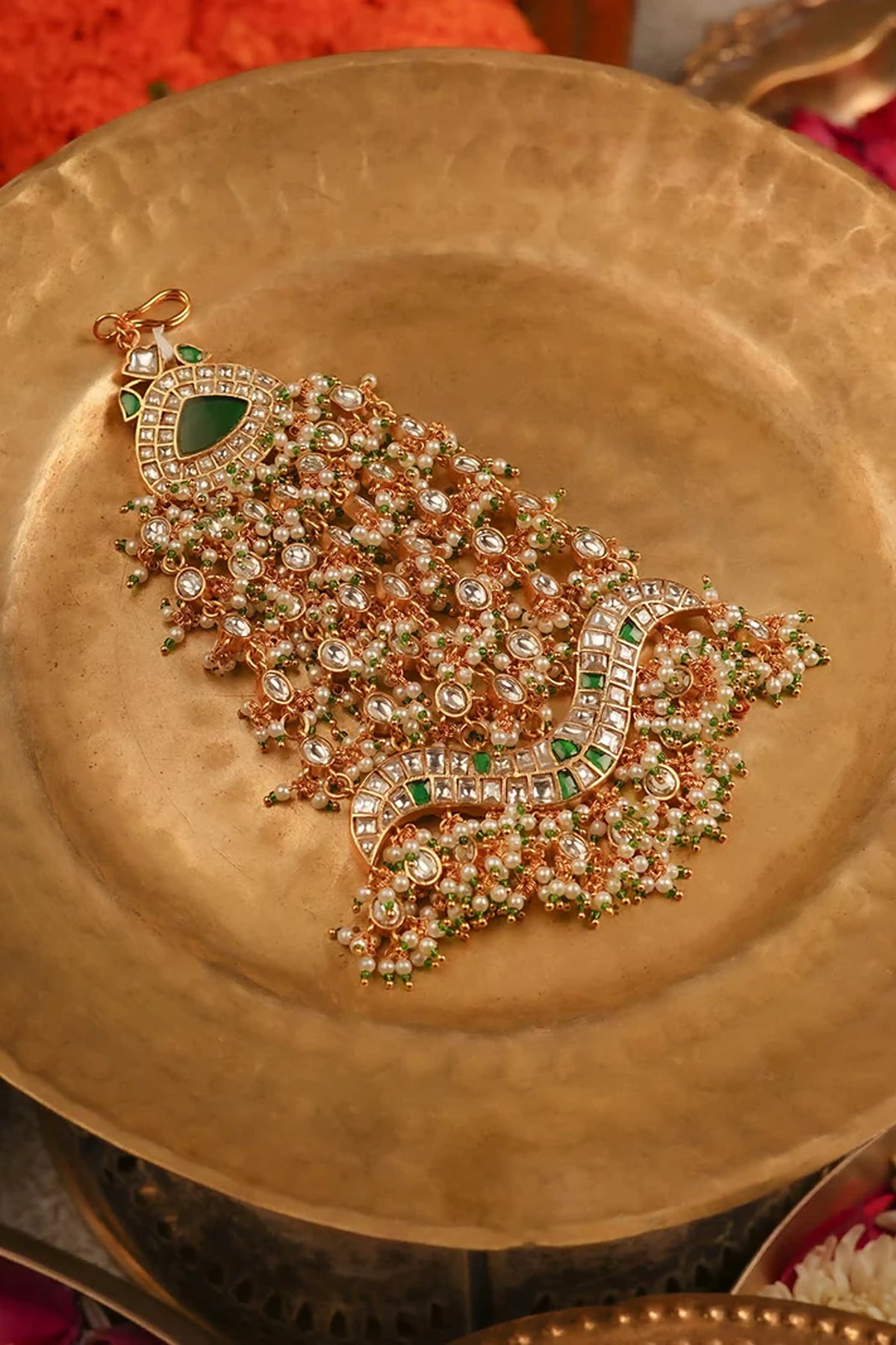 Green Gold Plated Jadau Kundan Passa