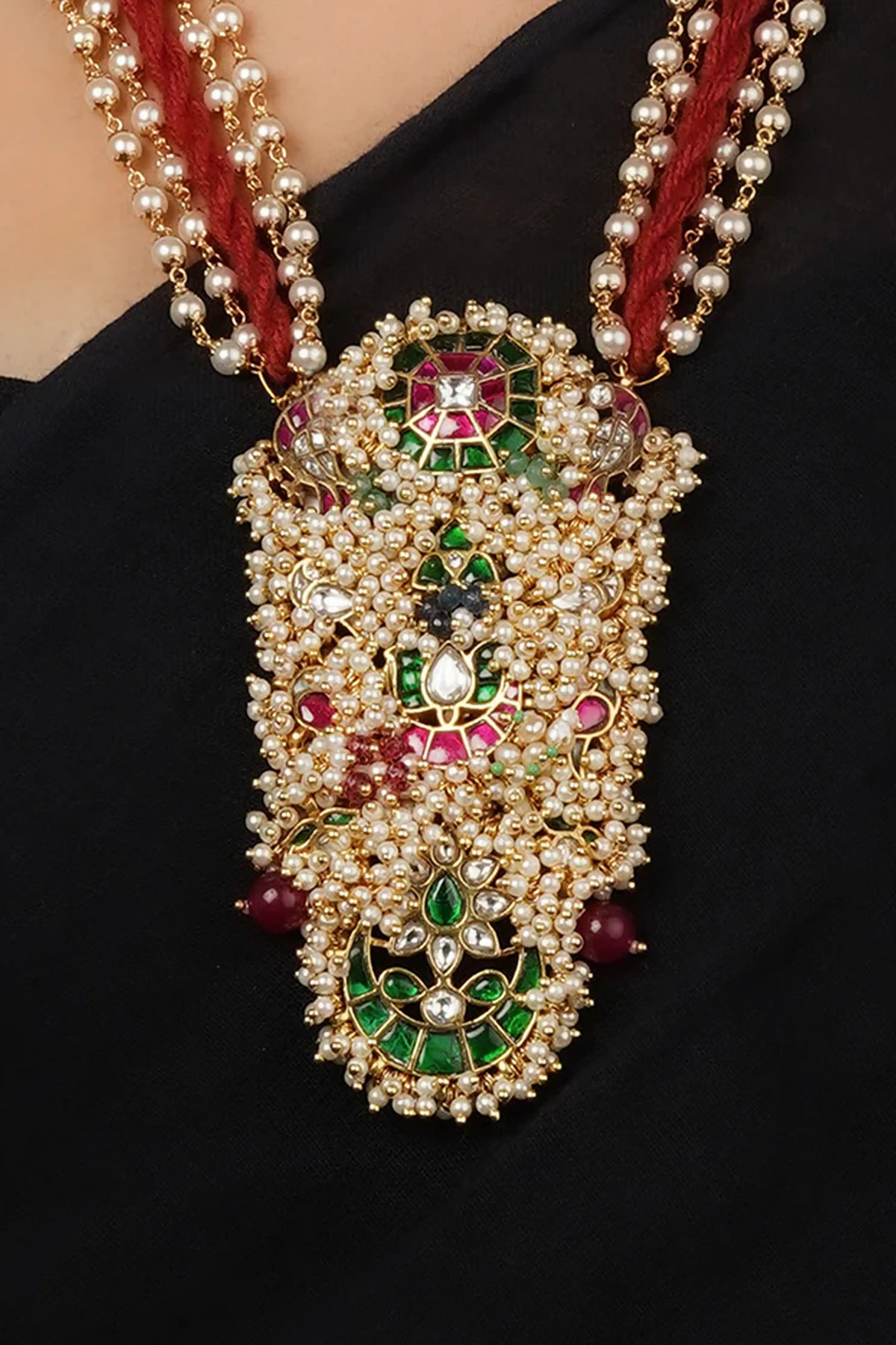 Multicolor Gold Plated Mishr Tribal Necklace