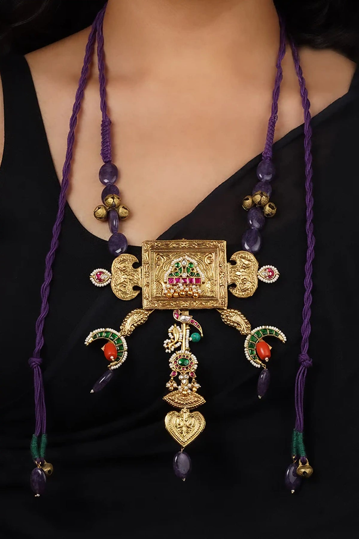 Multicolor Gold Plated Mishr Tribal Necklace