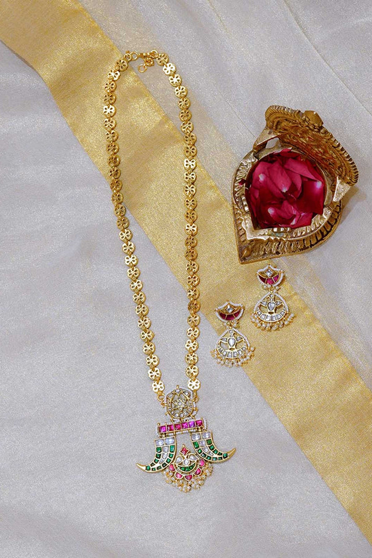 Multicolor Gold Plated Mishr Necklace Set